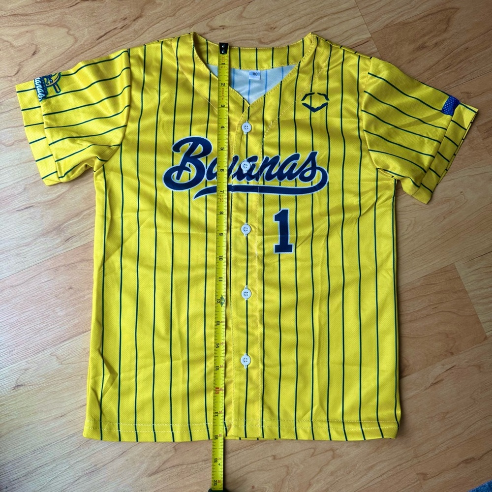 YOUTH XS SAVANNAH BANANAS YELLOW BASEBALL JERSEY KIDS #1 CHILDREN TODDLER 5T NEW - Picture 3 of 4